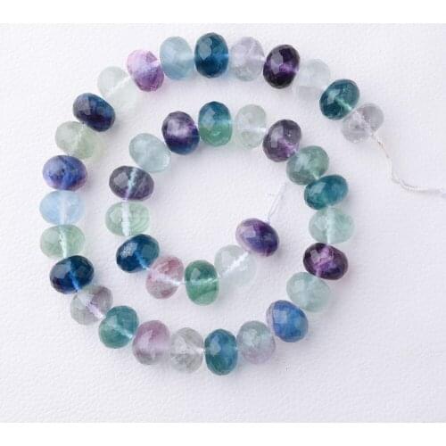 Natural 10x14mm faceted Rondelle Purple Fluorite bead strand Loose Beads 15.5'' Strands Jewelry Making DIY