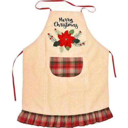 1pc Christmas Apron Linen Aprons Home Kitchen Baking Cooking Cleaning Accessories for Adult Men Women 82*63cm Dropship