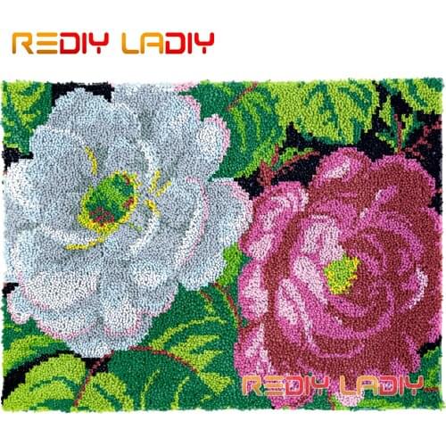 Latch Hook Rug Flowers Blossom DIY Carpet Rug Chunky Yarn Cushion Crochet Wall Tapestry Kits Knitted Floor Mat Arts & Crafts