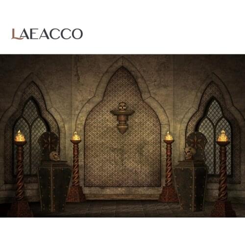 Laeacco Old Vintage Palace Skull Dark Wall Photoshoot Photography Background Photographic Backdrop Photo Studio Photophone