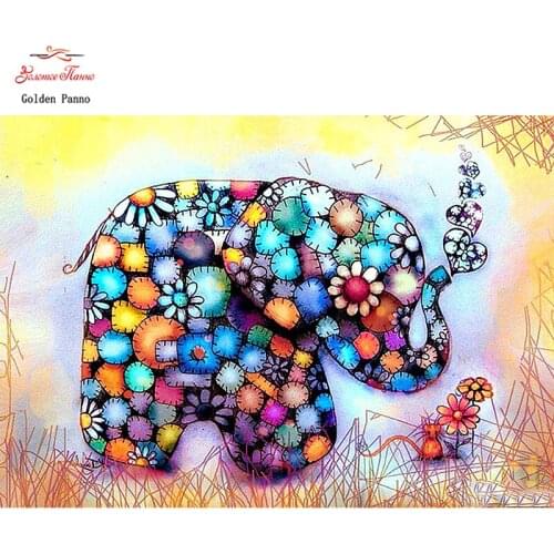 Full Drill Square Diamond 5D DIY Diamond Painting"Color elephant"Diamond Embroidery Cross Stitch Rhinestone Mosaic Painting 12