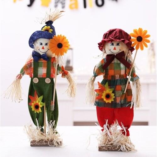 Halloween scene layout standing flower arrangement decoration Scarecrow kindergarten room classroom layout props