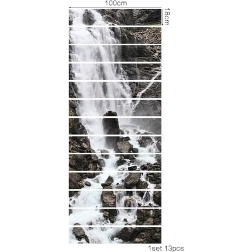 Waterproof Self-adhesive Paper 3D Wall Sticker DIY Refurbished Stair Rock Waterfall Stickers Home Decoration