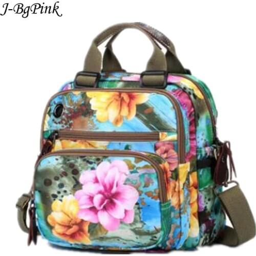 Backpacks woman 2019 pink New Multifunction Rose flowerBackpacks Harajuku style For Women Waterproof nylon Backpacks Mother bag
