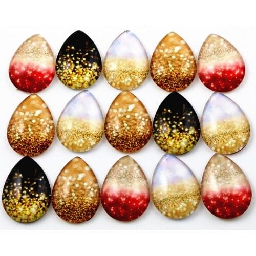 10pcs 18x25mm Drop Size Mixed Handmade Photo Glass Drop Style Cabochons