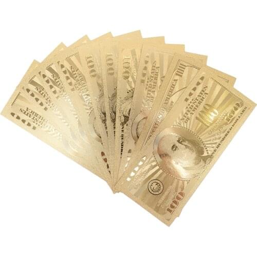 10pcs USA 100 Dollar Gold Banknote Currency Bill Paper Money Coin Medal 24k United States OF America