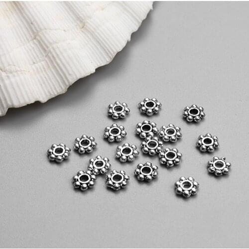 100pcs/lot 6mm Alloy Metal Antique Silver Color Spacers Beads Jewelry Accessories For DIY Necklace Bracelet Jewelry Making PF181