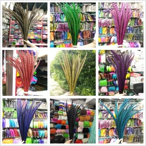 Wholesale 50/100pcs Beautiful 55-60cm/22-24inches Natural Copper Tail Chicken Feathers Stage Performances Decoration