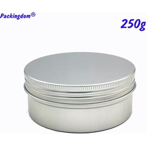50pcs Metal Aluminum Tin Jar Empty Cosmetics Container Refillable Pot Bottle Box Screw Cap Hair Wax Packaging Cream Jars 250g