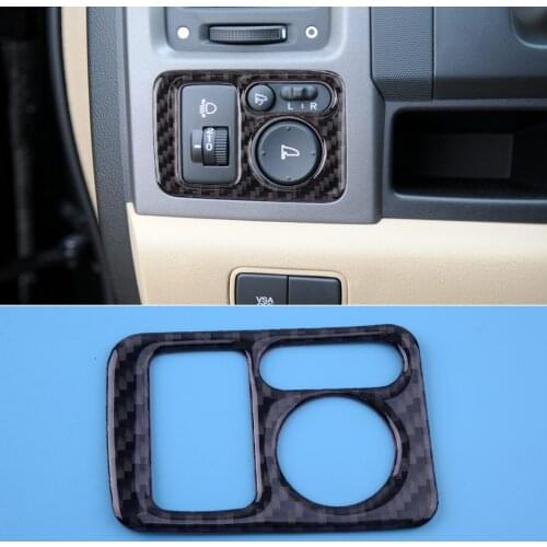 Car Black Carbon Fiber Headlight Button Panel Frame Cover Trim Styling Fit For Honda CR-V 2007 2008 2009 2010 2011 LHD