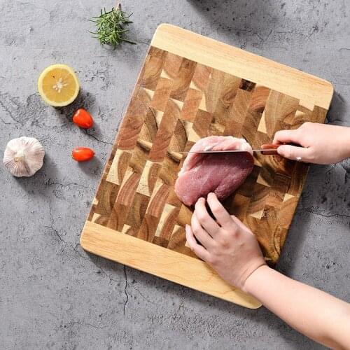 Large Multipurpose Acacia Wood Cutting Board Premium Solid splicing chopping board geometric vertical Cutting Board for Kitchen