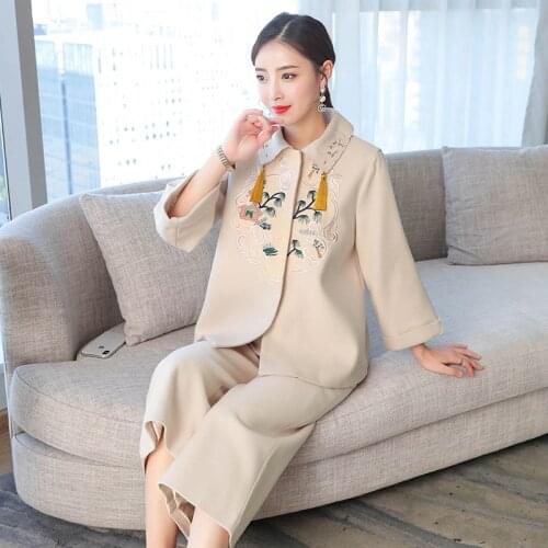 Pant suits for women female set 2 pieces pants business office ladies elegant suit pants Chinese style pantsuits AA4263