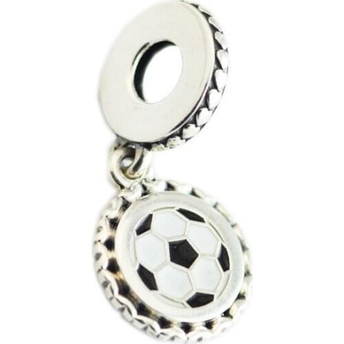 CKK Silver 925 Jewelry Fits Pandora Bracelets Soccer Dangle Charm, Mixed Enamel Original Sterling Silver Beads