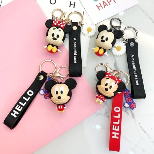 Disney Cartoon Rubber Mickey Minnie Mouse Keychain Bag Pendant Crane Machine Jewelry doll toys