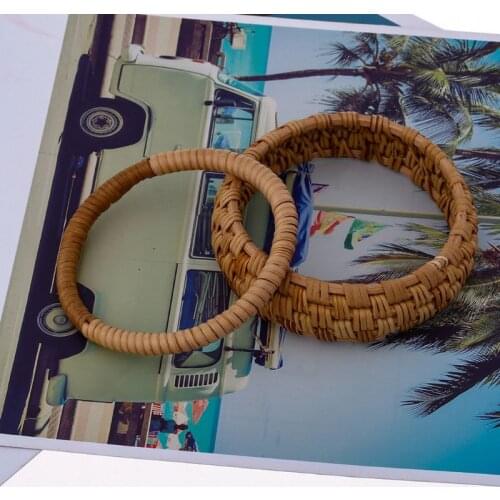 Ethnic Handmade Natural Plant Straw Rattan Woven Earrings Bracelet Jewelry Women X4YA