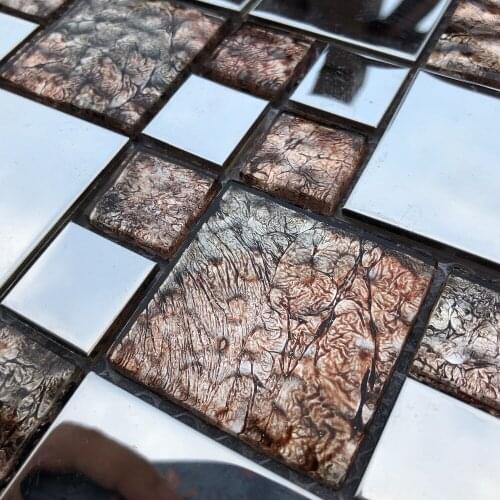 Euro Silver Metal Gold Crystal Glass Mosaic tile DIY kitchen backsplash background fireplace wall tile decoration Home Improvem