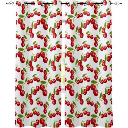 Fruit Cherry Texture Window Curtain Home Decor Curtains for Living Room Bedroom Kitchen Door Curtain