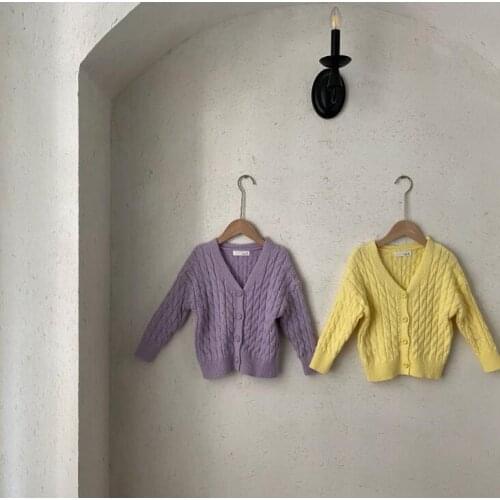 2021 new girls boys knitted sweater cotton autumn spring fashion kids cardigan 2-7 years YX38