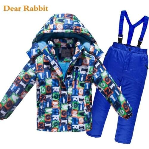 -30 degree Children Ski Suit Girls clothing Sets Jacket Overalls Waterproof Thick Outdoor Boys Clothes Winter Warm coat pants