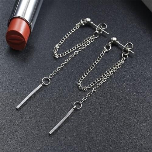 Korean Version Of Retro Long Earrings Chain Jewelry Earrings Tassel Fashion Metal Texture Earrings Wholesale Dangle Earrings