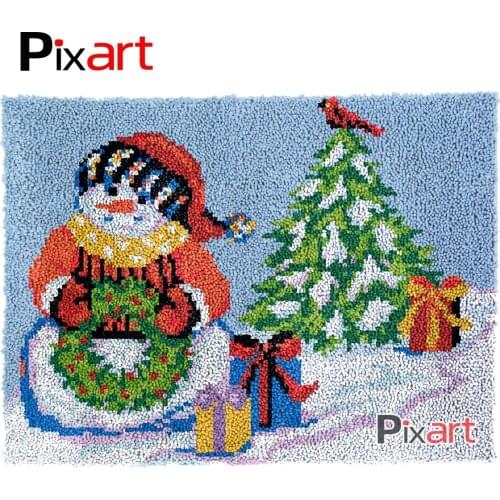 Latch Hook Rug Winter Snowboy Crocheting Tapestry Kits DIY Carpet Rug Chunky Yarn Needlework Knitted Floor Mat Hobby & Crafts