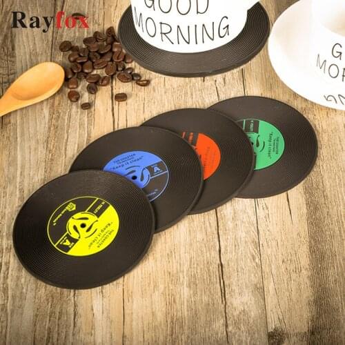 Kitchen Accessories 1Pc Creative Record Heat Resistant Cup Mat Silicone Retro Mug Placemat Classic Record CD Kitchen Gadget Tool