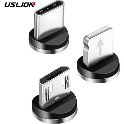 USLION 9Pcs Magnetic Tips For iPhone Samsung Mobile Phone Replacement Parts 3 IN 1 Plug Durable Converter Charging Cable Adapter