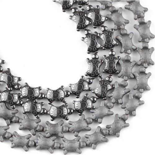 YHBZRET Matte/Smooth Tortoise shape Black Hematite Natural Stone space Loose beads For Jewelry making bracelet accessories DIY