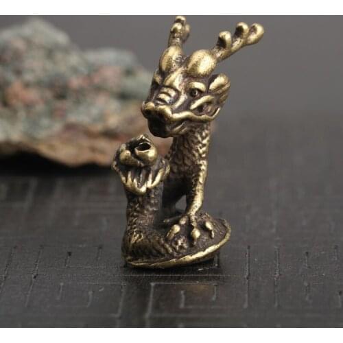 Retro Brass Dragon Statue Small Home Decorations Ornaments for Living Room Office Desk Tea Table Decor Accessories Copper Crafts