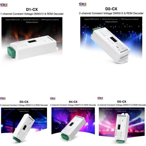 Mi-Light D1-CX 1-channel D2-CX 2-channel D3-CX 3-channel D4-CX 4-channel D5-CX 5-channel Constant Voltage DMX512 & RDM Decoder