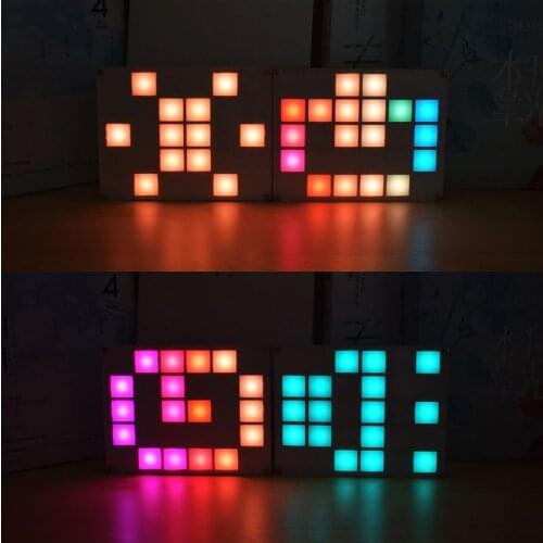 Multi-function LED Cool Music spectrum Colorful Palette Clock DIY Electronic Kit Dropship