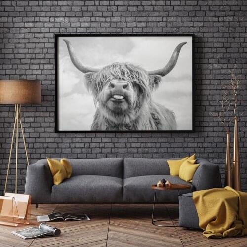 Fashion Nordic Style Yak Unframed Canvas Painting Living Room Wall Picture Poster Decor Home Decoration