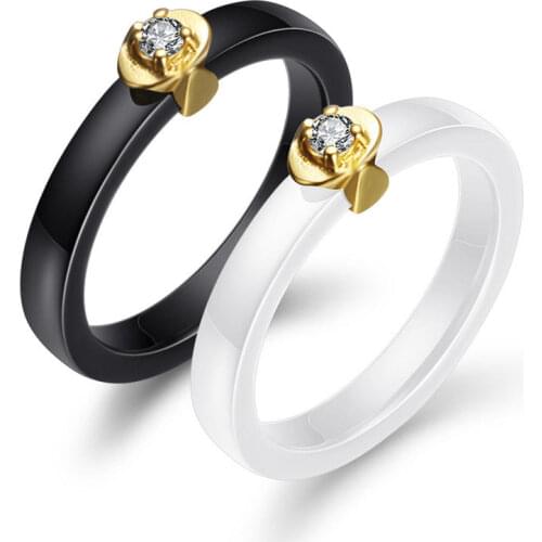 Fashion Zirconia Ceramic Ring Jewelry Gifts Wedding Engagement Party Ornaments