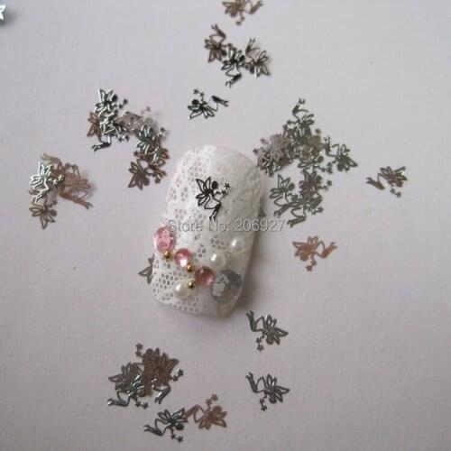 MS9-1 100pcs Silver Cute Fairy Nail Art Metal Sticker Nail Art Decoration Non-adhesive Sticker