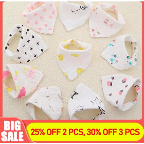 8-layer Muslin Baby Bibs 100% Natural Cotton Soft Baberos Bebe Animal Bandana Infant Smock Burp Cloth Feeding Saliva Towel