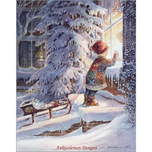 Needlework for Embroidery DIY French DMC High Quality - Counted Cross Stitch Kits 14 ct Oil painting - Christmas Boy III