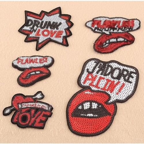 New Sequin Cloth Sticker Bag Accessories Clothing Accessories Ironing Patch Patch Letter Mouth Computer Embroidery