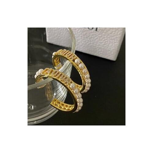 New Pearl Letter Hoop Earrings