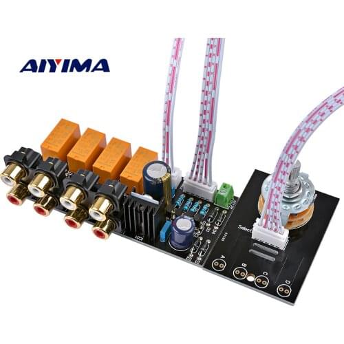 AIYIMA Audio Switch Input Selection Board RCA 4 Way Audio Signal Relay Selector Switching Board Lotus Seat For Amplifier Chassis
