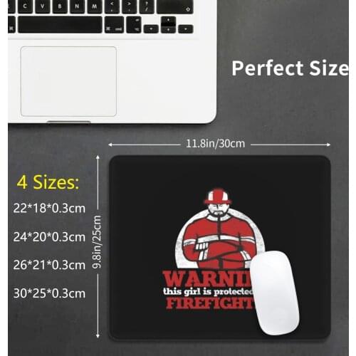 Protected By Firefighter Proud Firemen Gift Mouse Pad DIY Print Firefighter Fireman Fire Fighter Fire