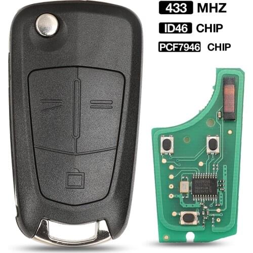 Kutery 433MHZ ID46 PCF7946 Chip Remote Car Key Shell Control Key 3 BTN HU43 Blade For Opel Vauxhall Vectra C Signum 2002-2009