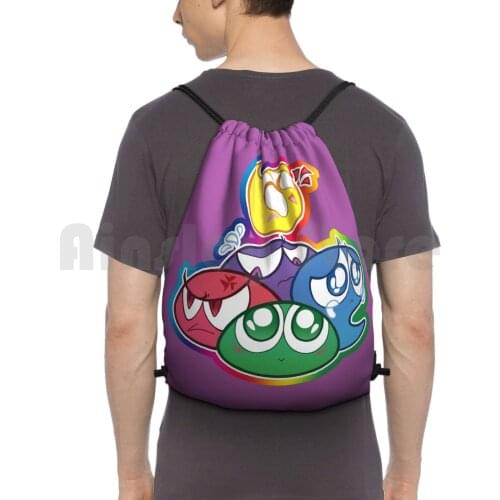 Puyo Pop! Backpack Drawstring Bag Riding Climbing Gym Bag Puyo Pop Fever Puyo Puyo Video Games Team Jelly Jelly Bean Cute