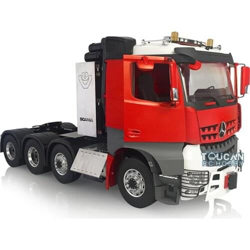 1/14 LESU 8x8 4 Axles Painted Bz RC Tractor Truck Model With Top Light Front Hook THZH0871