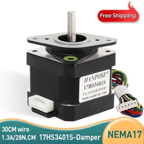 Nema17 Stepper Motor 17HS3401S with Shock absorber 42 motor 4-lead 34mm 1.3A for CE ROSH ISO CNC Laser for CNC milling machine