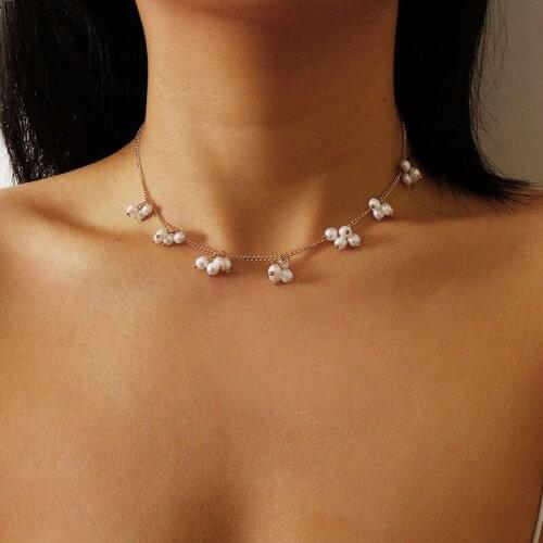 Temperament Imitation Pearl Flower Charms Choker Necklace Women Elegant Neck Chocker Colar Jewelry Clavicle Necklace XR2982