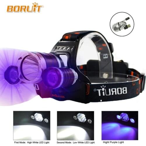 High Power UV Headlamp 5000 Lumen LED Cree XML T6 LED Fishing light 18650 Rechargeable USB Head Lamp Head Flashlight Torch