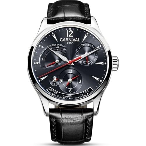 High end Mechanical watches CARNIVAL Multifunction Automatic Watch with 24hours,Calendar,Waterproof Luminous Fashion Watch men
