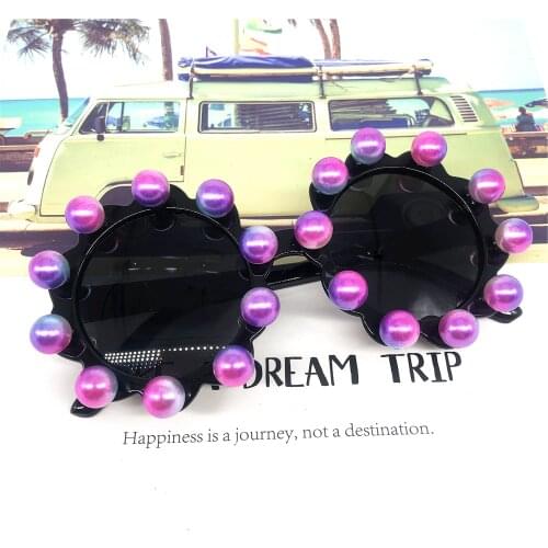 ZAOLIHU Round Rainbow Pearl Kids Sunglasses Small Baby Summer Eyewear UV400 4-12 Years Gorgeous Handmade Children Sun Glasses