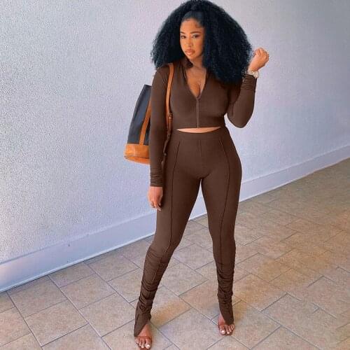 2 Pieces Set Women Tops+Leggings Matching Sets Suits Hipster Sporty Tracksuits Zip Up Autumn 2021 Streetwear Baddie Aesthetic