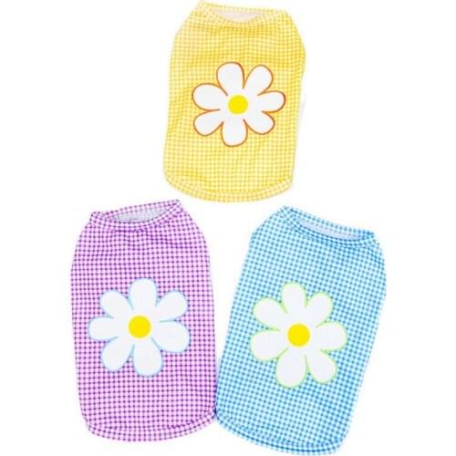 Dog Cartoon Flower Vest Clothes Full Of Summery Bright Colors And Flowers Vest Clothes Super Small Clothing Cute Cartoon Print